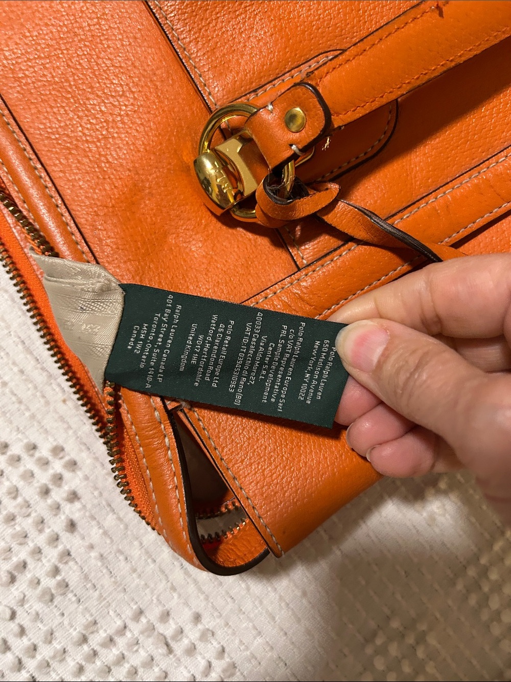 Lauren Ralph Lauren Leather Tote Bag in Terracotta Orange - Picture 8 of 14